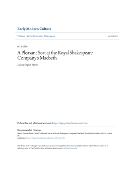 A Pleasant Seat at the Royal Shakespeare Company's Macbeth