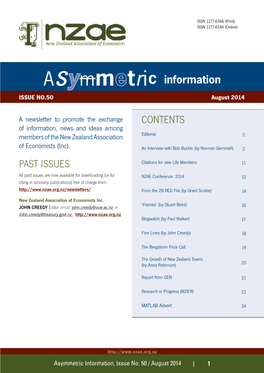 PAST ISSUES Asymm Tric Information CONTENTS