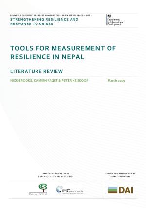 Tools for Measurement of Resilience in Nepal