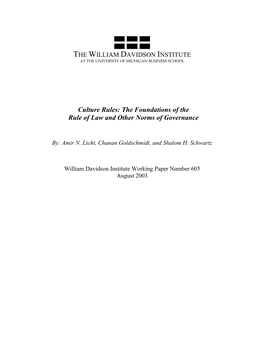 The Foundations of the Rule of Law and Other Norms of Governance