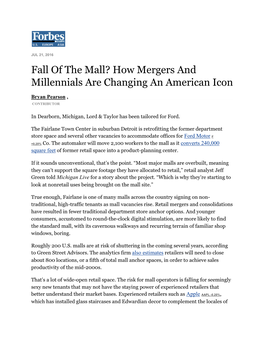 Fall of the Mall? How Mergers and Millennials Are Changing an American Icon