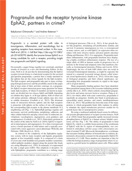 Progranulin and the Receptor Tyrosine Kinase Epha2, Partners in Crime?