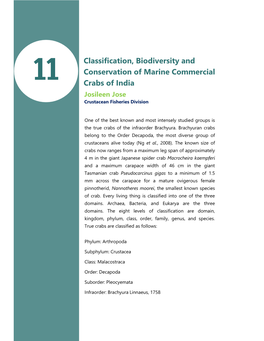 Classification, Biodiversity and Conservation of Marine Commercial 11 Crabs of India Josileen Jose Crustacean Fisheries Division