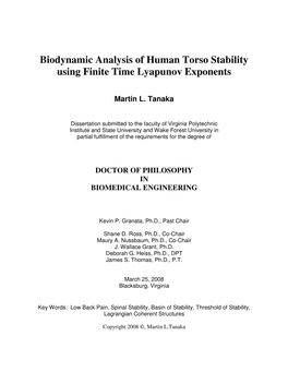 (Thesis) Biodynamic Analysis of Human Torso Stability Using Finite