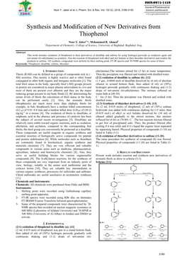 Synthesis and Modification of New Derivatives from Thiophenol