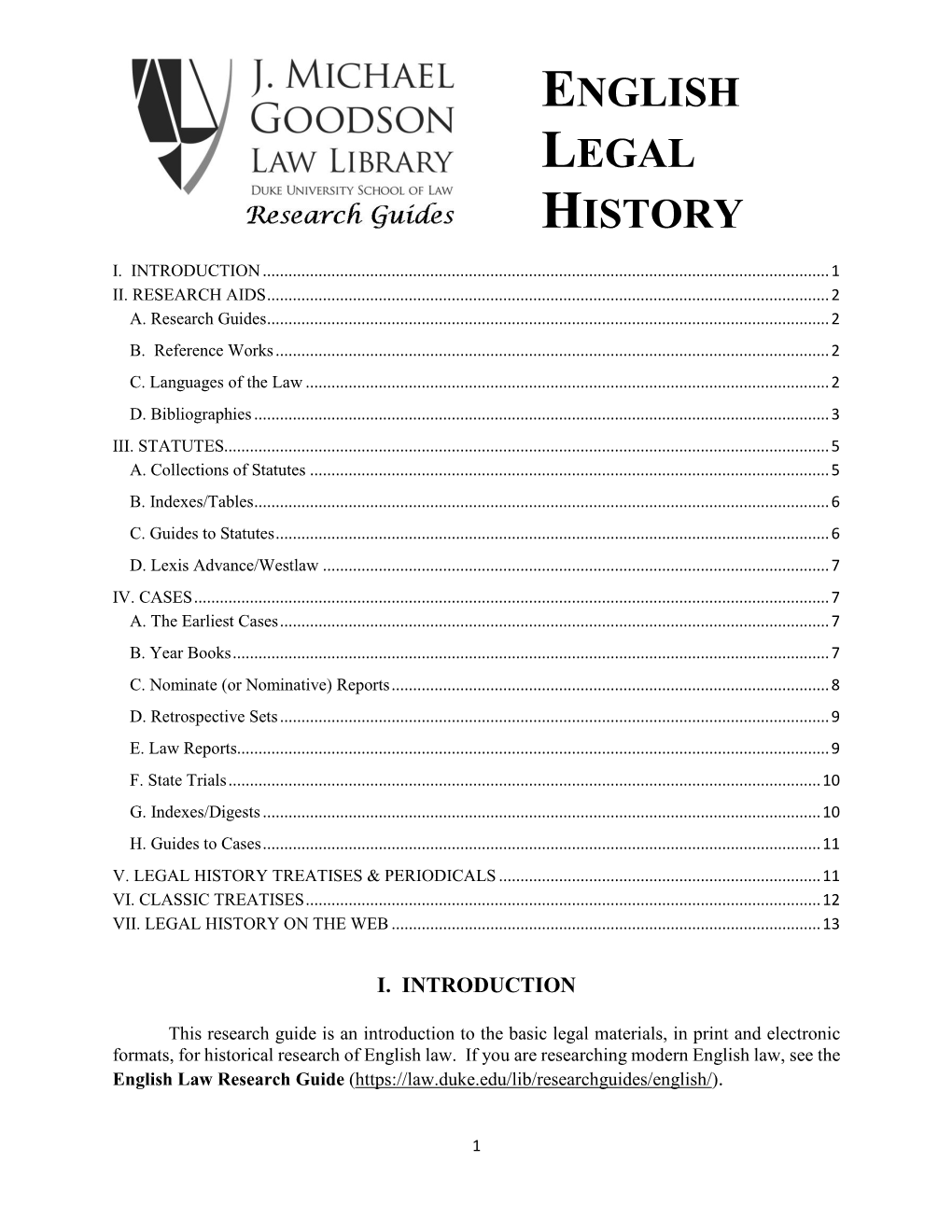 English Legal History: a Bibliography and Guide to the Literature (Ref