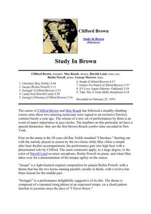 Study in Brown – Liner Notes
