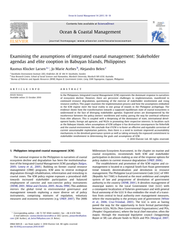 Examining the Assumptions of Integrated Coastal Management: Stakeholder Agendas and Elite Cooption in Babuyan Islands, Philippines