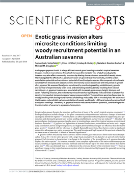 Exotic Grass Invasion Alters Microsite Conditions Limiting Woody