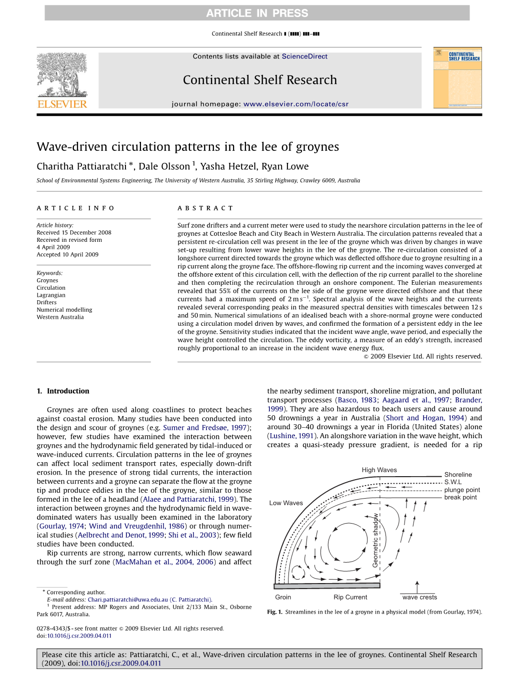 Wave-Driven Circulation Patterns in the Lee of Groynes