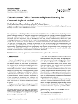 Determination of Orbital Elements and Ephemerides Using the Geocentric Laplace’S Method