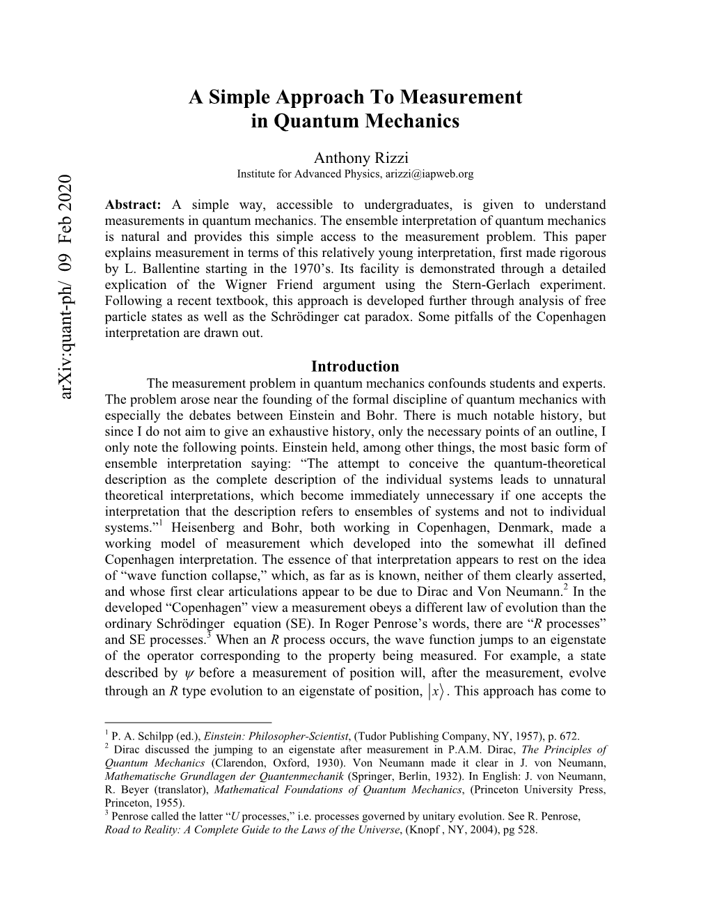 A Simple Approach to Measurement in Quantum Mechanics