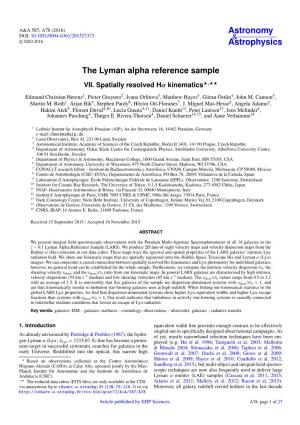 The Lyman Alpha Reference Sample VII