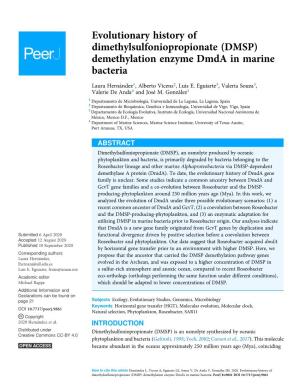 DMSP) Demethylation Enzyme Dmda in Marine Bacteria