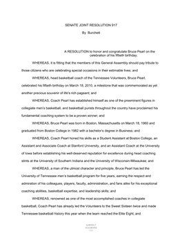 SENATE JOINT RESOLUTION 917 by Burchett a RESOLUTION to Honor