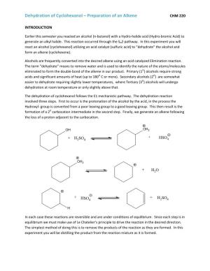 Dehydration of Cyclohexanol – Preparation of an Alkene CHM 220