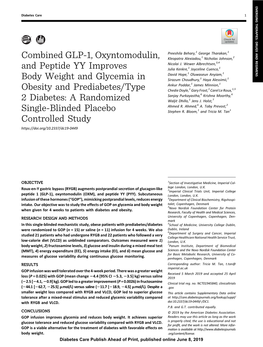 Combined GLP-1, Oxyntomodulin, and Peptide YY Improves Body