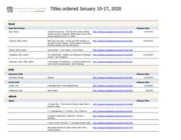 Titles Ordered January 10-17, 2020