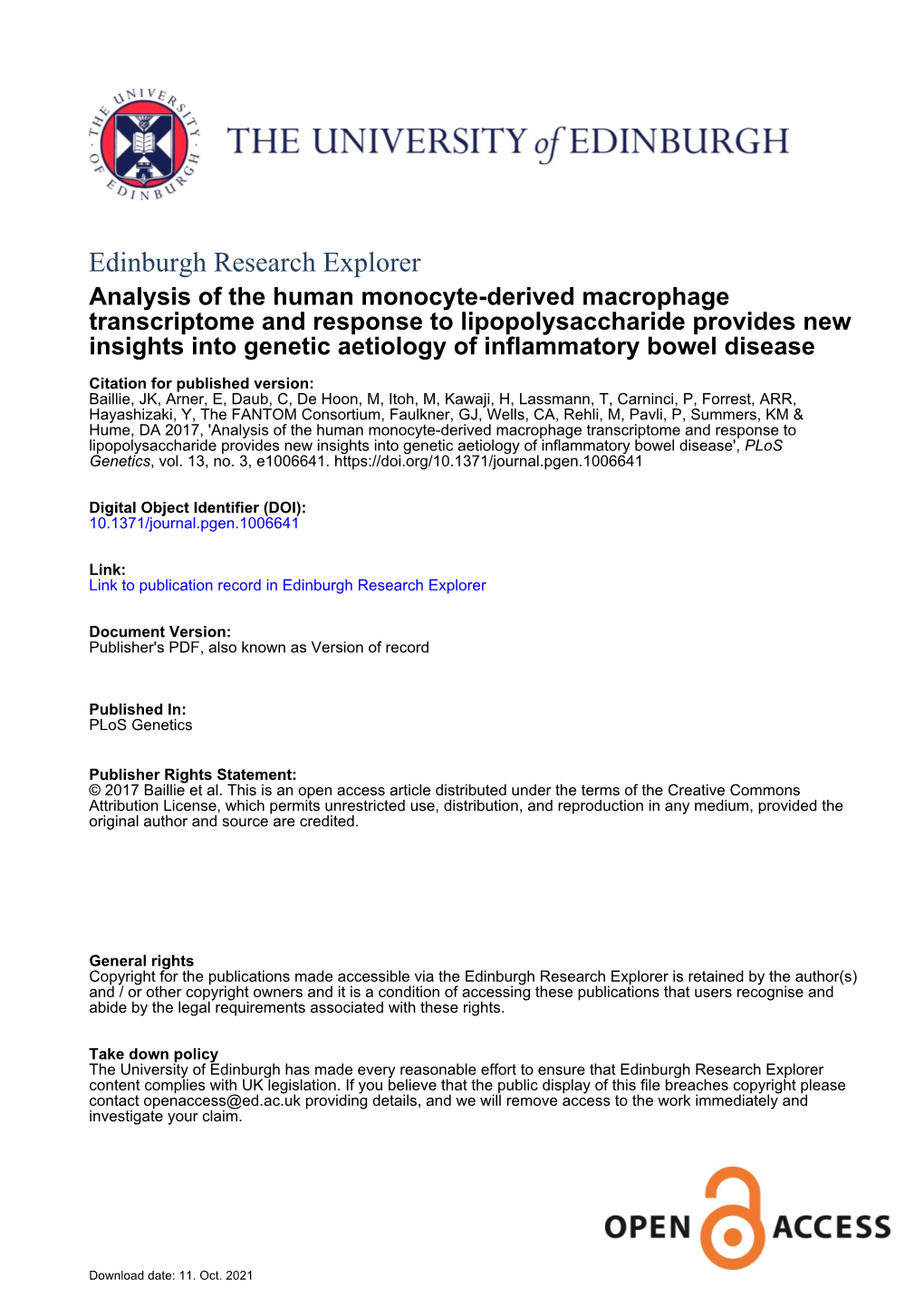 Analysis of the Human Monocyte-Derived Macrophage