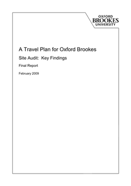 A Travel Plan for Oxford Brookes