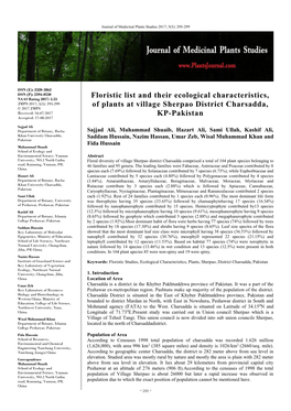 Floristic List and Their Ecological Characteristics, of Plants at Village