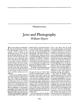Jews and Photography William Meyers