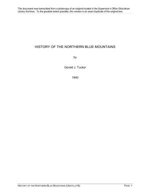 History of the Northern Blue Mountains