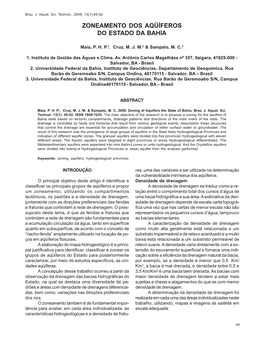 Zoneamento Dos Aqüíferos Do Estado Da Bahia