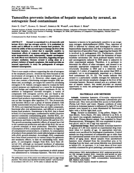 Tamoxifen Prevents Induction of Hepatic Neoplasia by Zeranol, an Estrogenic Food Contaminant JOHN E