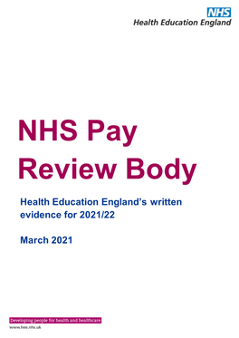 Health Education England's Written Evidence for 2021/22 March 2021