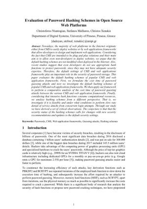 Evaluation of Password Hashing Schemes in Open Source Web Platforms