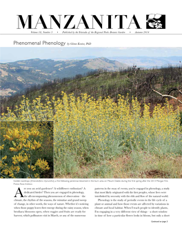 Manzanitavolume 18, Number 3 • Published by the Friends of the Regional Parks Botanic Garden • Autumn 2014