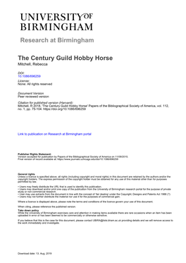 The Century Guild Hobby Horse Mitchell, Rebecca