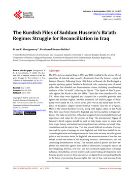 The Kurdish Files of Saddam Hussein's Ba'ath Regime: Struggle