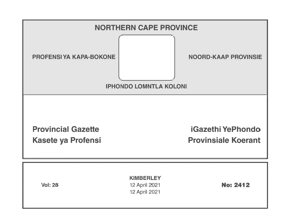 Provincial Gazette Kasete Ya Profensi Igazethi Yephondo Provinsiale