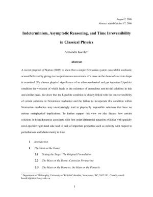 Indeterminism, Acausality, and Time Irreversibility