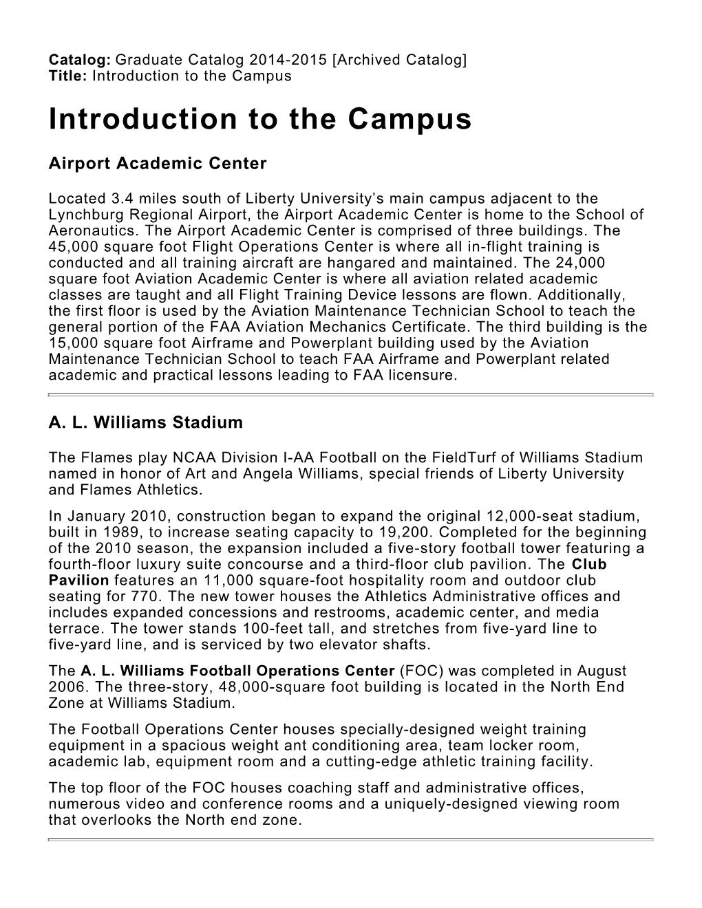 Introduction to the Campus Introduction to the Campus