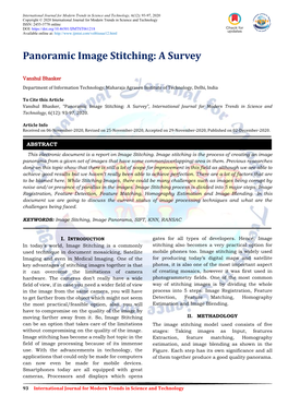 Panoramic Image Stitching: a Survey