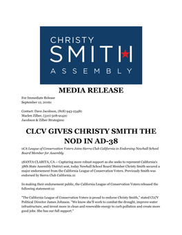 Media Release Clcv Gives Christy Smith the Nod in Ad38