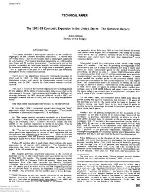 The 1961-69 Economic Expansion in the United States: the Statistical Record