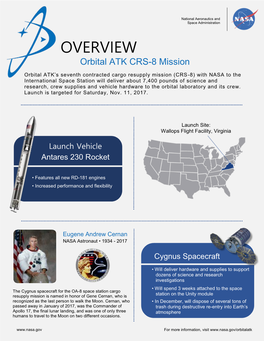 OVERVIEW Orbital ATK CRS-8 Mission