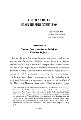 Religious Freedom Under the Meiji Constitution