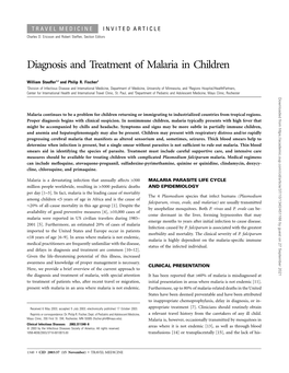 Diagnosis and Treatment of Malaria in Children