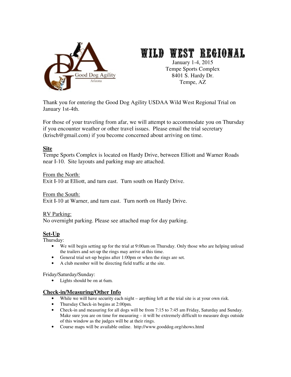 Wild West Regional January 1-4, 2015 Tempe Sports Complex 8401 S