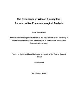 The Experience of Wiccan Counsellors: an Interpretive Phenomenological Analysis