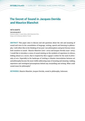 The Secret of Sound in Jacques Derrida and Maurice Blanchot