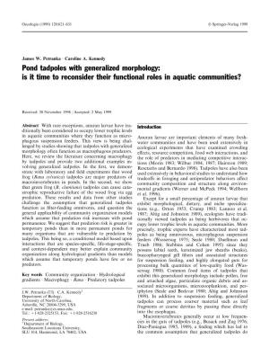 Pond Tadpoles with Generalized Morphology: Is It Time to Reconsider Their Functional Roles in Aquatic Communities?