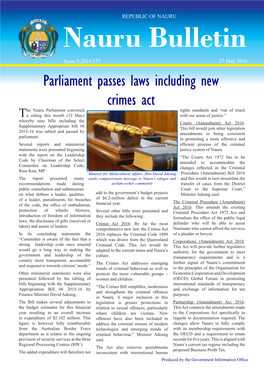 Parliament Passes Laws Including New Crimes