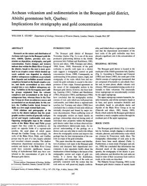 Archean Volcanism and Sedimentation in the Bousquet Gold District, Abitibi Greenstone Belt, Quebec: Implications for Stratigraphy and Gold Concentration
