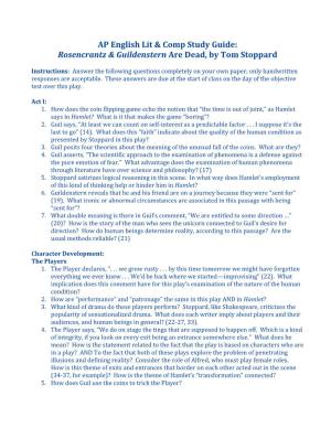 AP English Lit & Comp Study Guide: Rosencrantz & Guildenstern Are